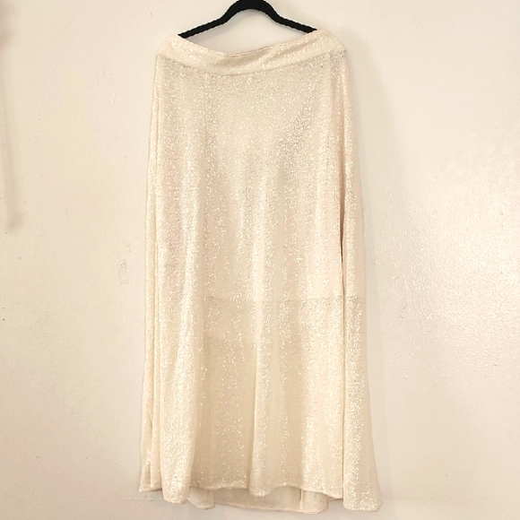 NWT H&M White Sequin Midi Skirt, Size 16 - Picture 1 of 4